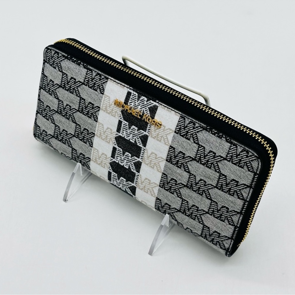 Michael Kors Large Continental Wallet Wristlet Black/White - Picture 10 of 10
